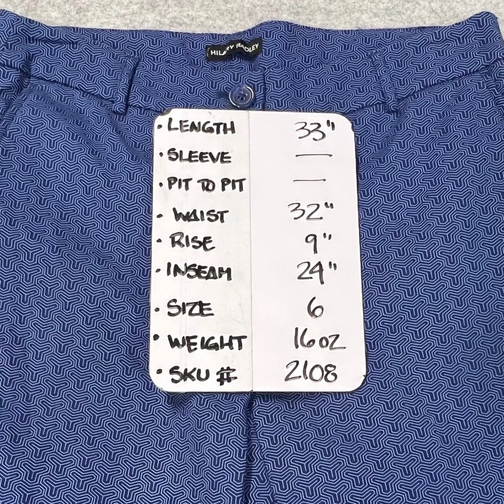 Hilary Radley Womens Blue Geometric Maze Print Ankle Pants Size 6